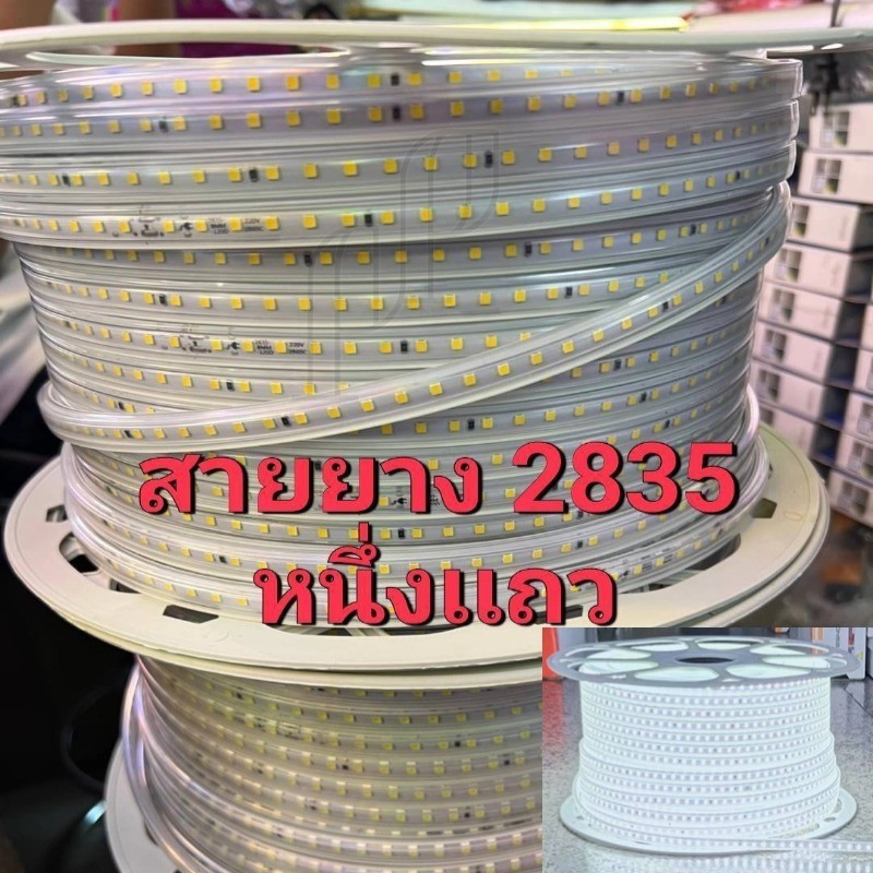 ไฟสายยาง ไฟเส้น ตกแต่ง ต่อไฟบ้าน220v 20M 30M 50M 100M STRIP LED 2835 1แถบ สว่าง 120LED/M ขาว วอร์ม กันน้ำฝน ตัดได้ทุก1ม
