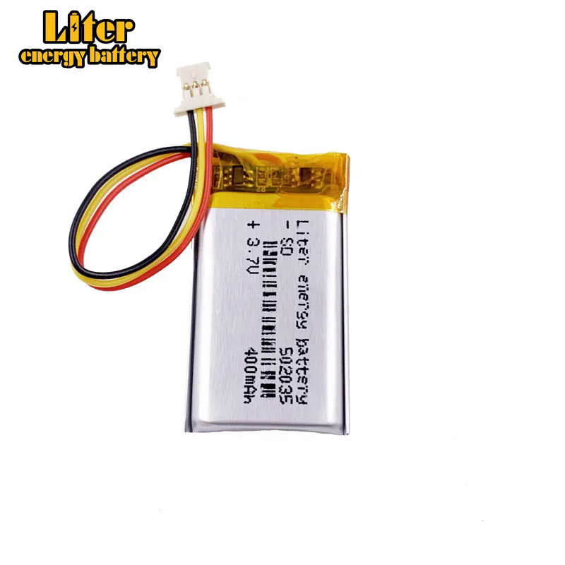 1.0MM 3pin connector 502035 400mah 3.7v 1S model, DVR car recorder  high-temperature li-po polymer r