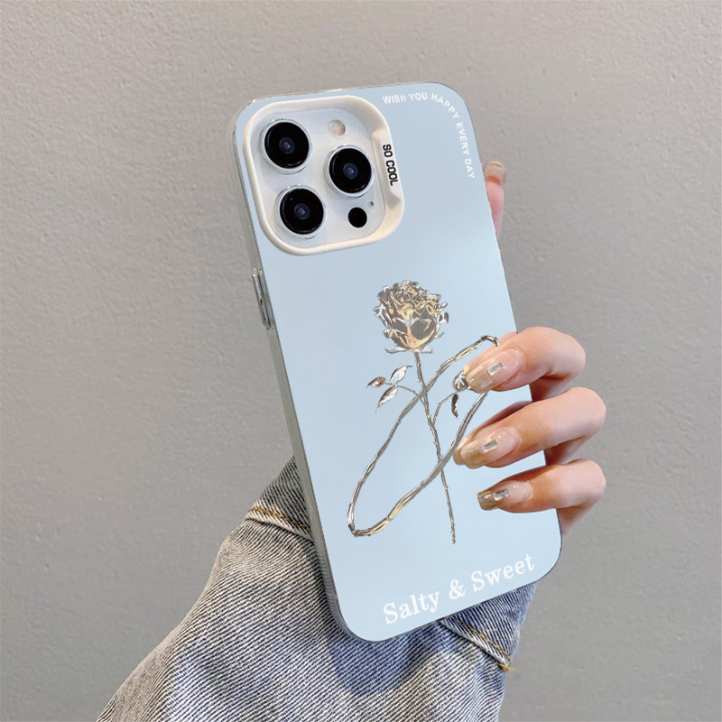 GOOD🔥ส่งจากไทย เคสโทรศัพท์มือถือนิ่ม เคสไอโฟน สีเงินด้าน สําหรับIPHONE11 12 13 14 15 16 PROMAX 7/8Plus XS/R XSMaxกุหลาบ - รูปที่ 6
