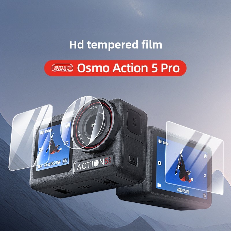 เหมาะสําหรับอุปกรณ์เสริมป้องกันหน้าจอเลนส์ฟิล์มนิรภัย DJI DJI Action 5 Pro HD