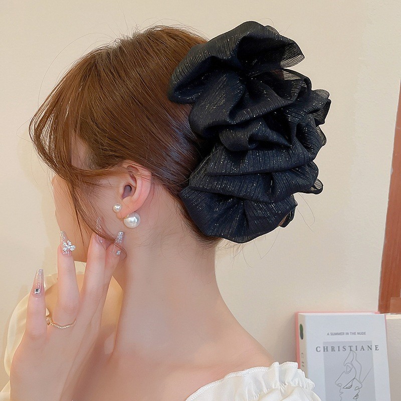 DREJEW เดรช ตาข่ายผ้าโบว์คลิปเกาหลีบุคลิกภาพอารมณ์ฉลามคลิปซอกแฟชั่นอเนกประสงค์กิ๊บเครื่องประดับผม