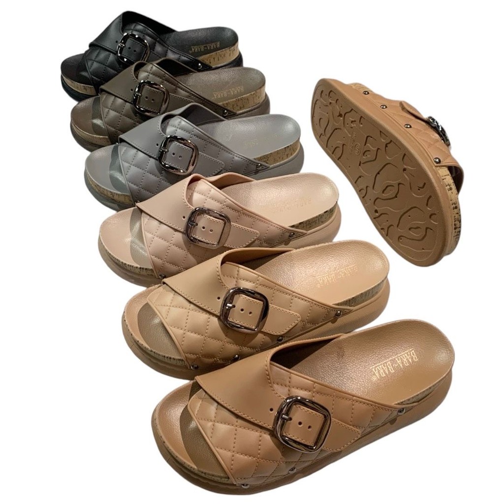 Bara Bara Womens Rubber Square Buckle Sandals นําเข้า WS888-BRKTG1 (AS4)