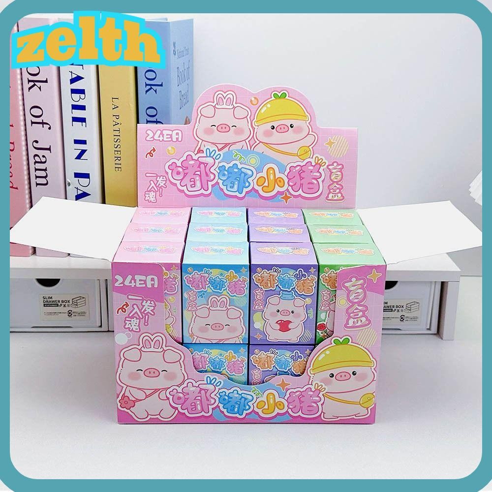 Zelth 24 กล่อง/เซ็ตกล่อง, Pop Bean PVC อะนิเมะการ์ตูนรูป, แฟชั่นลึกลับ Kawaii กล่องน่ารักของเล่นสําหรับเด็ก