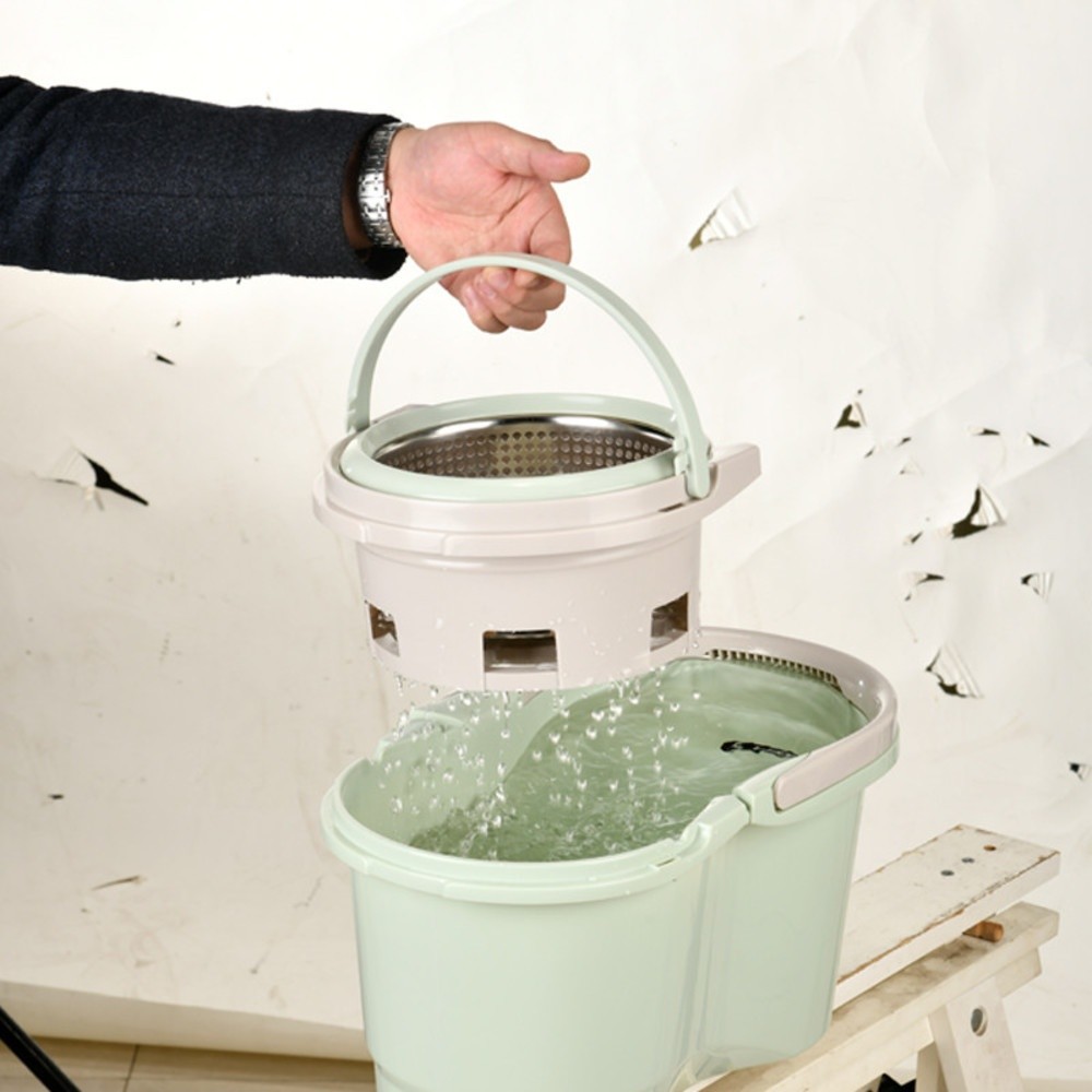 GlobalHouse ICLEAN ชุดม็อปปั่นถังสเตนเลสถอดหัวปั่นได้ ด้ามสเตนเลส รุ่น HDR-M033B (6L) สีเขียว สินค้าของแท้คุณภาพดี - รูปที่ 2