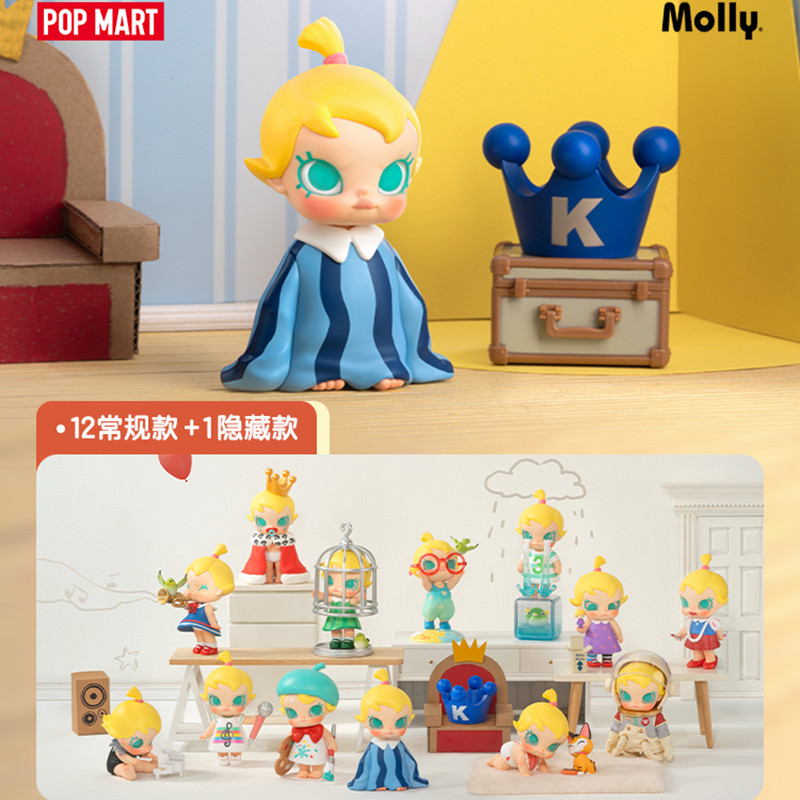 Popmart POPMART Molly When I Age Three Series รูป 100% ของแท้ Mystery Box อินเทรนด์เล่นเครื่องประดับตกแต่งตุ๊กตาน่ารักของขวัญวันเกิด