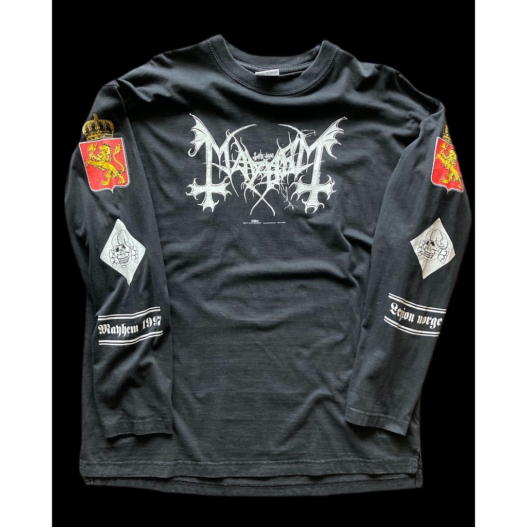 American Vintage Dark Casual Loose Long-Sleeved T-Shirt Mayhem Norwegian Band