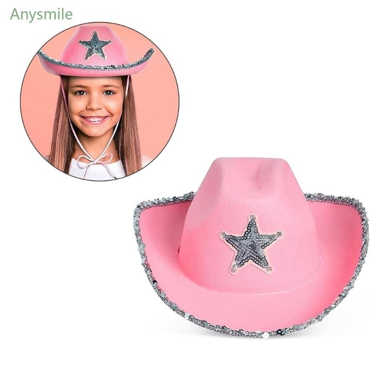 Anys หมวกคาวบอยสตรี Sparkle Star หมวก Western Cowgirl หมวก Party Props เครื่องแต่งกาย