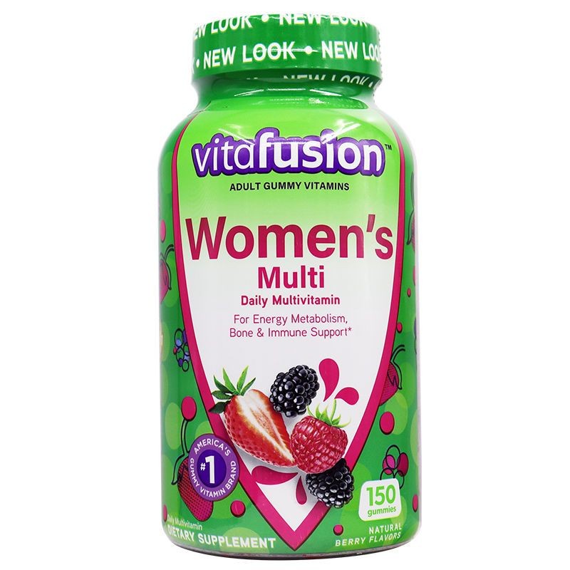 American Vitafusion วิตามินรวมสตรี Gummies Folic Acid อาหารเสริมแคลเซียมชิมแพ็ค 30 แคปซูล