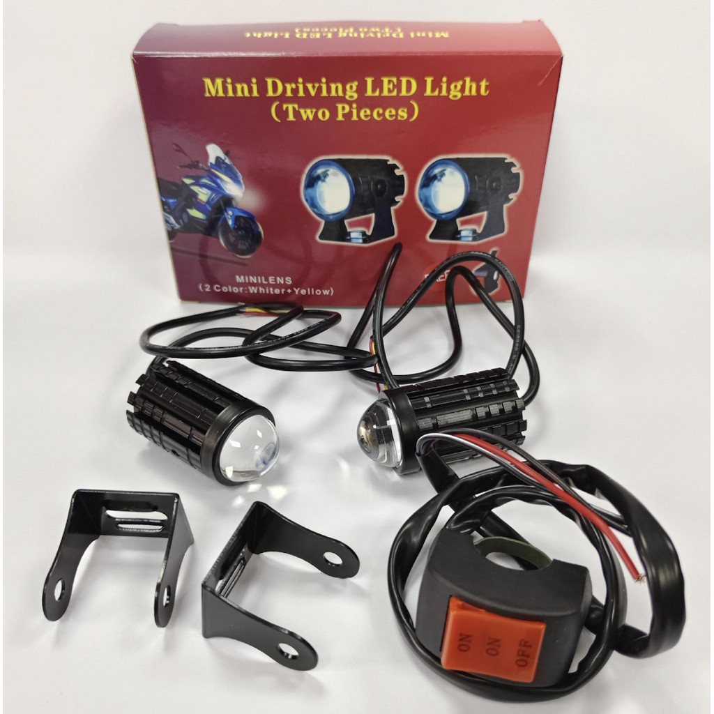 BBTTHAILAND ไฟสปอตไลท์มอไซ/คู่ 128W+128W/88W+88W LED DC12V-24V แพ็ค 2ชิ้น สว่างมาก 2 สเต็ป (เเสงสีขาว+แสงสีส้ม)