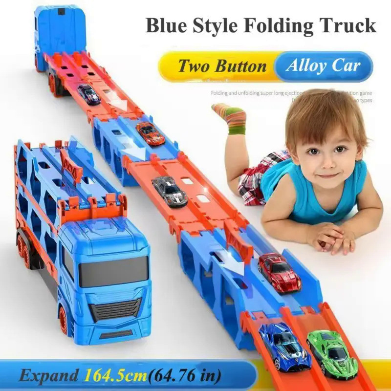Dual-mode Car Transporter Truck Toys with Handle Expand-length Truck Transformed Toy Portable Safe F