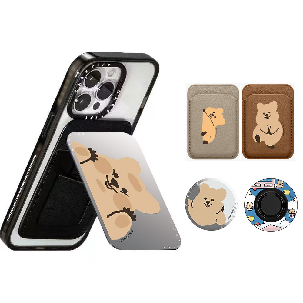 Dinotaeng Qukka Bobo Marsh Casetify เคสโทรศัพท์มือถือแม่เหล็กแท็บเล็ตโทรศัพท์มือถือพับได้ Anti-drop PC Bracket กระเป๋าการ์ด