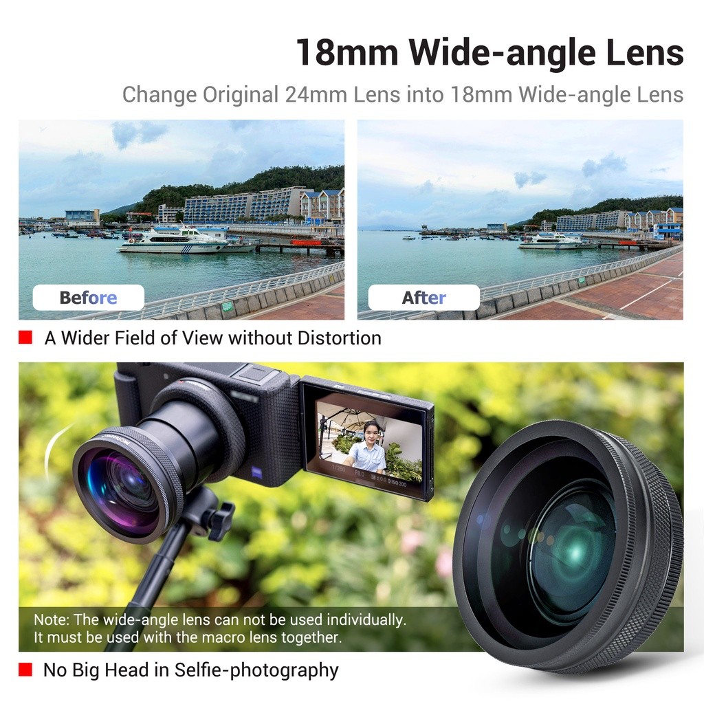 (ส่งจากไทย) JJC 2in1 Adapter Wide-Angle/Macro เลนส์มุมกว้าง for G7XII G7XIII RX100 ZV1 ZV1F ZV1II / Sony E 16-50mm