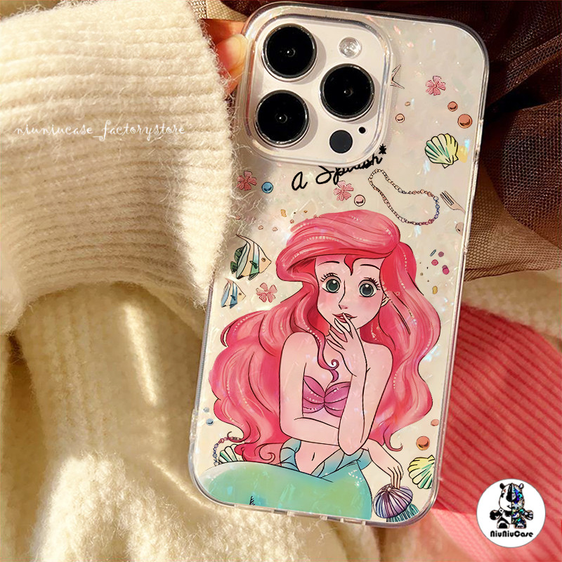 เคสไอโฟน11 16 ลายการ์ตูน โฮโลแกรมเลเซอร์ใสเคสลายเปลือกหอย Princess Case For iPhone 11 12 13 14 15 Pro Max X 7Plus XR เคส – โปรปัง