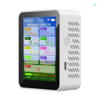 เครื่องทดสอบคุณภาพอากาศ Tuya WiFi มัลติฟังก์ชั่น ในครัวเรือน HCHO TVOC คาร์บอนมอนอกไซด์ CO2 PM2.5 PM10 เครื่องทดสอบแบบพกพาอุณหภูมิความชื้นเครื่องตรวจจับ 2.8 นิ้ว TFT Disp