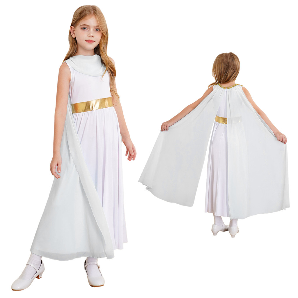 Kvysinly สาวฮาโลวีนโบราณกรีกเจ้าหญิงคอสเพลย์เครื่องแต่งกายแขนกุด Patchwork ชุดแยก Cape Greek Toga เครื่องแต่งกาย