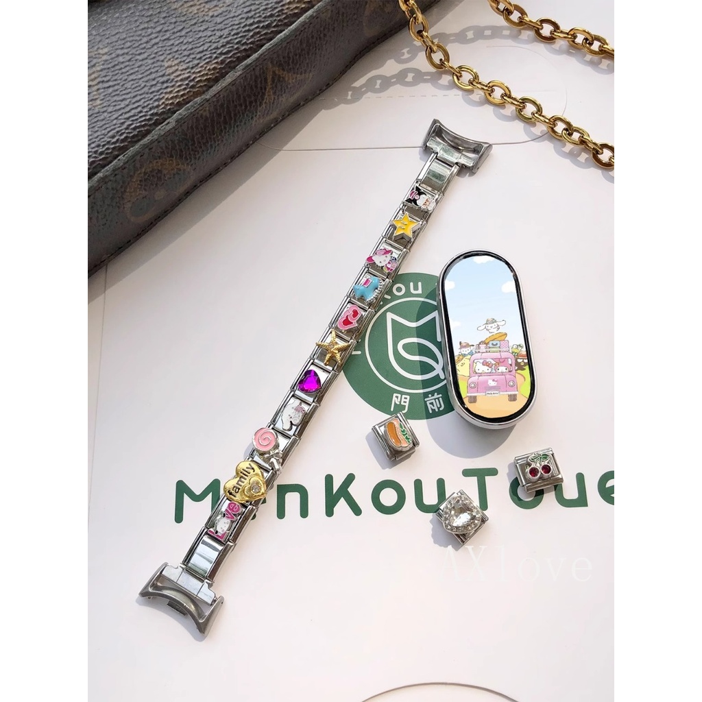 แฟชั่นสวยหวานน่ารักหัวใจรักอิตาลีเสน่ห์ลิงค์สําหรับ เสี่ยวหมี่ วงดนตรี 9 8/7/6/5/4/3 สร้อยข้อมือเครื่องประดับสแตนเลส ทําเอง ทํานาฬิกาวง