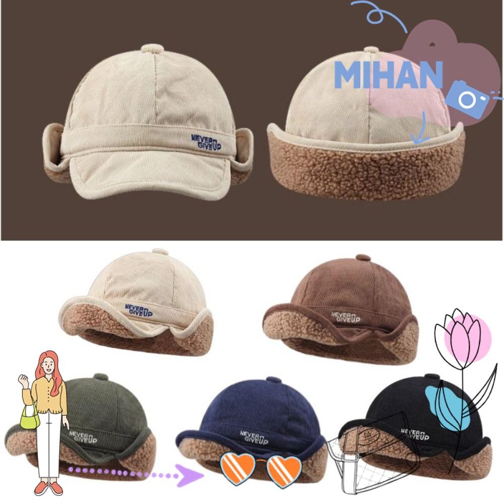 Mh หมวก Bomber, Lamb Wool หมวกบินกันลม, แฟชั่นหนาอุ่นหมวกคลุมหูขี่จักรยาน