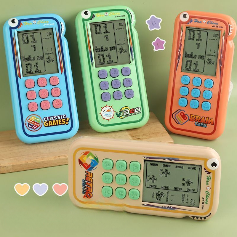 เครื่องเกมมือถือจอใหญ่แบบชาร์จได้สำหรับนักเรียนเครื่องเกม Tetris ของเล่นคลายการบีบอัด
