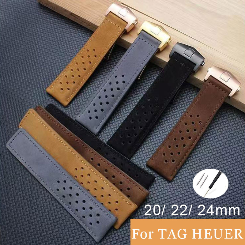 Matte สายนาฬิกาหนังแท้สําหรับ TAG HEUER สร้อยข้อมือ F1 WAZ2113 FT8023 FT802 20 มม.22 มม.24 มม.ชั้นหน