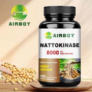 อาหารเสริม AIRBOY Nattokinase, 8,000 FU ต่อเสิร์ฟ, แหล่งสารสกัดจากนัตโตะแบบดั้งเดิม – เอนไซม์ความแรงสูงสุดและรองรับสุขภาพหัวใจ – ไม่ใช่จีเอ็มโอ, 30/60/120 แคปซูล
