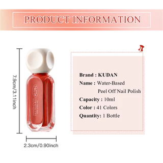 KUDAN 10ml ยาทาเล็บสูตรน้ํา Quick-Drying ลอกได้ยาวนานไม่มีกลิ่นหลายสี
