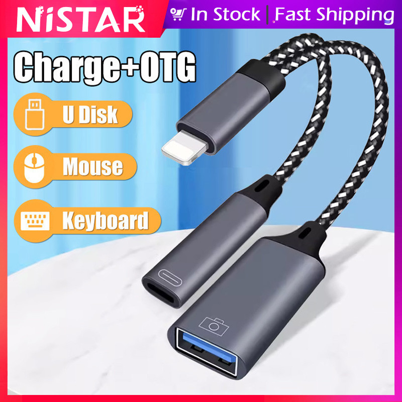 Nistar Type C ถึง USB หญิง + USB C หญิง OTG อะแดปเตอร์ชาร์จสําหรับโทรศัพท์มือถือ Android/ดิสก์ U/แล็ปท็อป/เมาส์/คีย์บอร์ด/กล้อง,ชาร์จ USB C ใหม่ + ตัวแปลง USB OTG สําหรับ iPhone 16 plus