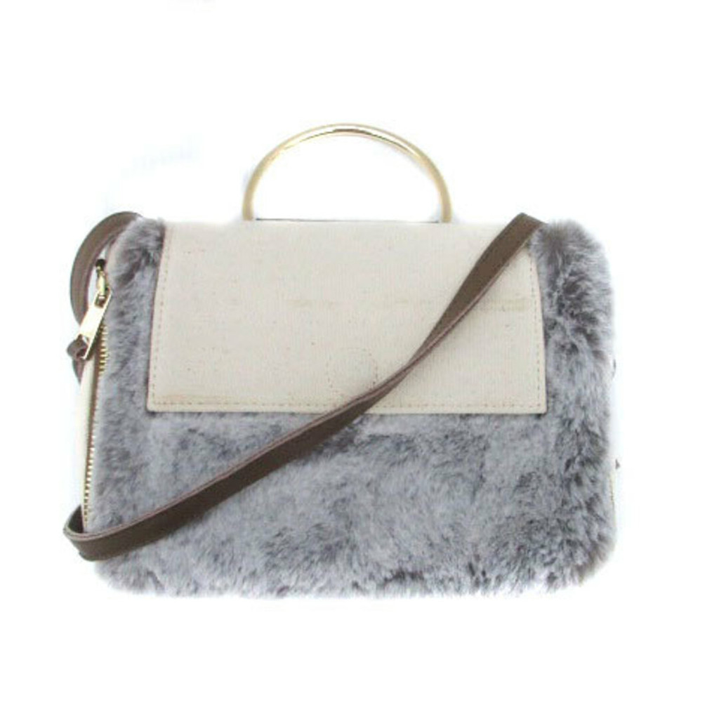 Vule Shoulder Bag Crossbody Faux Fur Leather Grey Off White Direct from Japan Secondhand