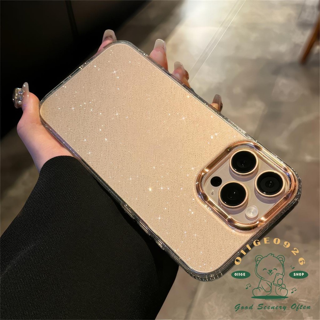 โปร่งใส anti drop Glitter เคสโทรศัพท์ iphone16 Pro Max 15 14 13 12 11 สําหรับกรณี iPhone ซิลิโคน soft shell TPU + PC กันกระแทก