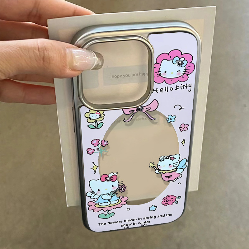 สนุกและน่ารัก Angel Hello Kitty เคสโทรศัพท์สําหรับ IPhone 7 8 8Plus 16 11 12 13 14 15 Pro Max X XS XR SE 2020 ประณีตและสวยงามลักษณะเปลือกโทรศัพท์มือถือนุ่ม