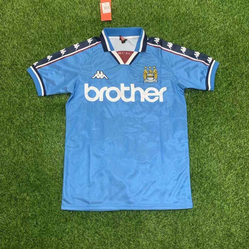 1998-99 Manchester City Home Retro Soccer Jersey ฟุตบอลผู้ชาย