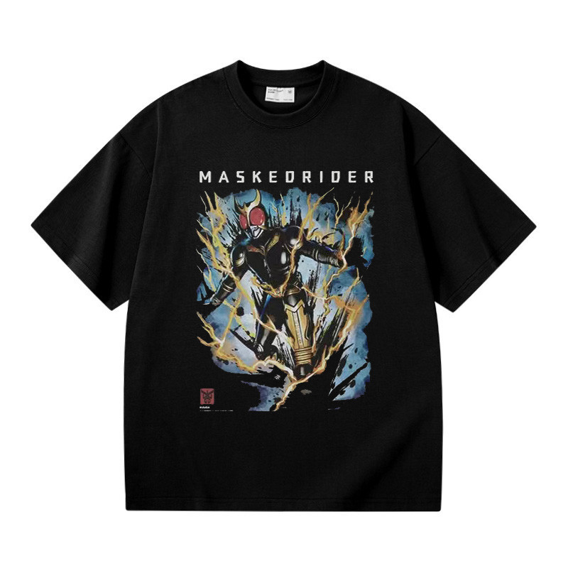 ใหม่ Kamen Rider Kuuga Kuuga เสื้อยืดผ้าฝ้ายแท้ญี่ปุ่นการ์ตูนพิมพ์แขนสั้นหลวมอเมริกันผู้ชายผู้หญิง