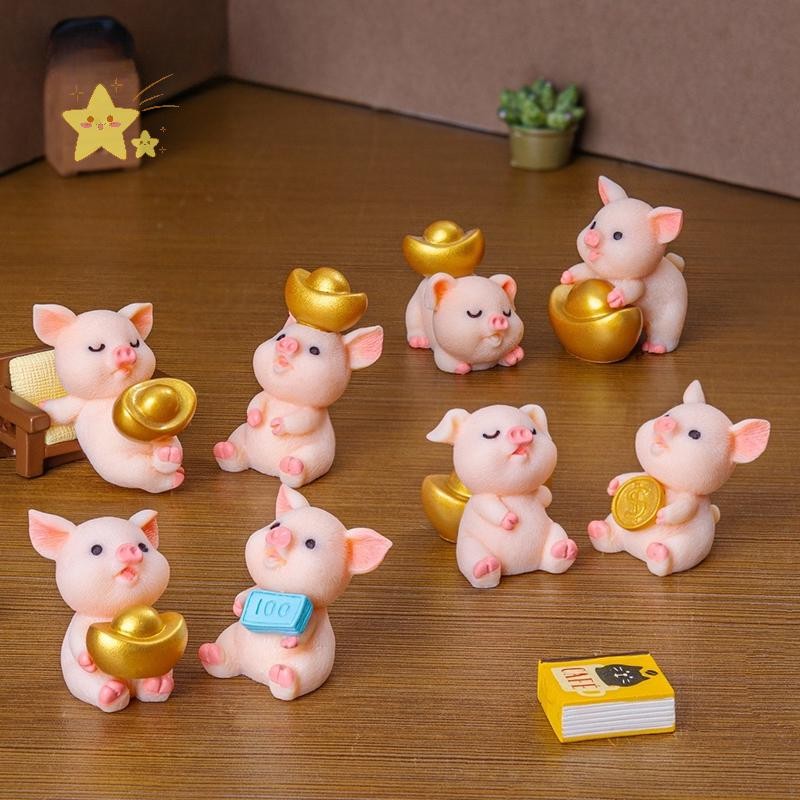 [JBTH] น่ารัก Mini Yuanbao มั่งคั่งหมู Micro Landscape Home Desktop Car Dashboard ตกแต่ง [JB]
