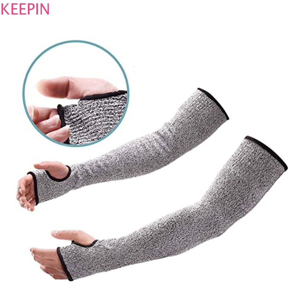 Keepin 5 HPPE ปลอกแขนกันบาด, ตัดทน Anti Abrasion Safety Protecter ปลอกแขน, กันกัด 15/20/25/30/35/40/45 ซม. Thumb Hole Arm Sleeve Cover Garden
