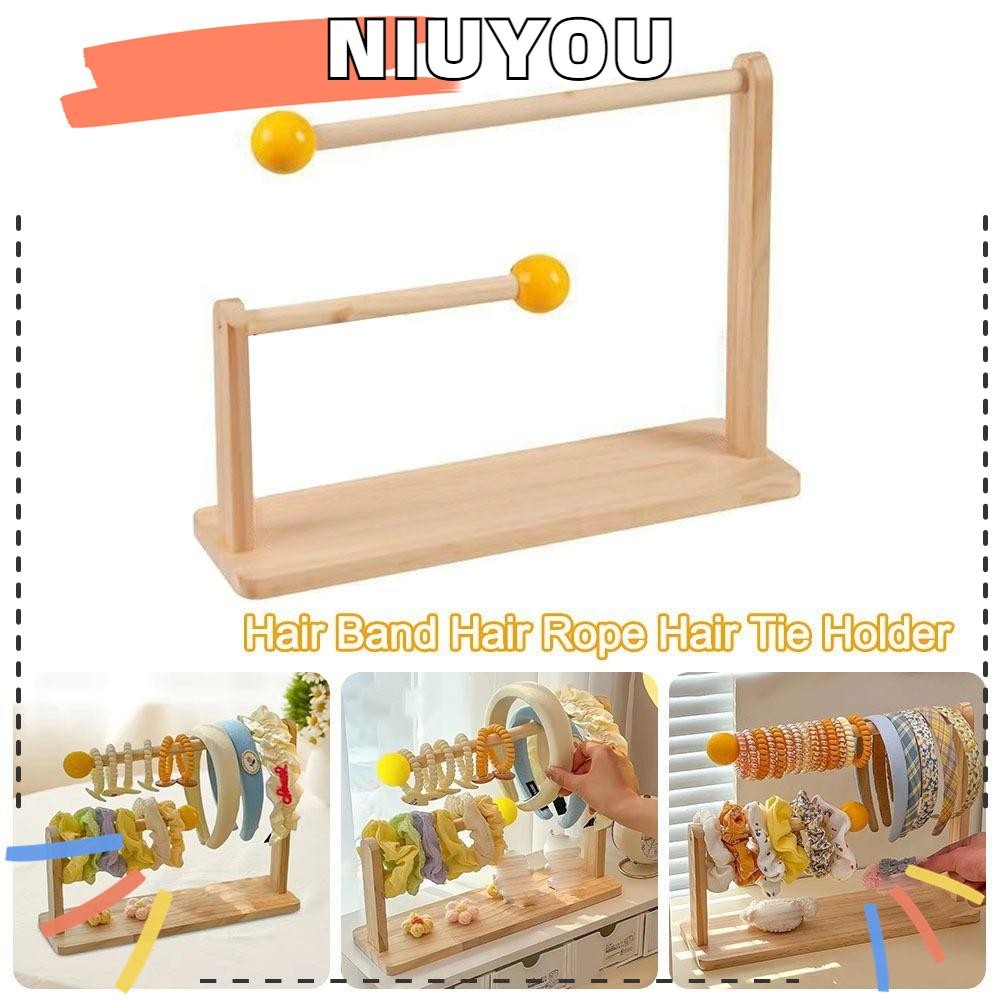 NIUYOOU ชั้นเก็บของไม้,จอแสดงผลมัลติฟังก์ชั่นสําหรับที่คาดผม/เชือกผม/ผูกผม/สร้อยข้อมือ