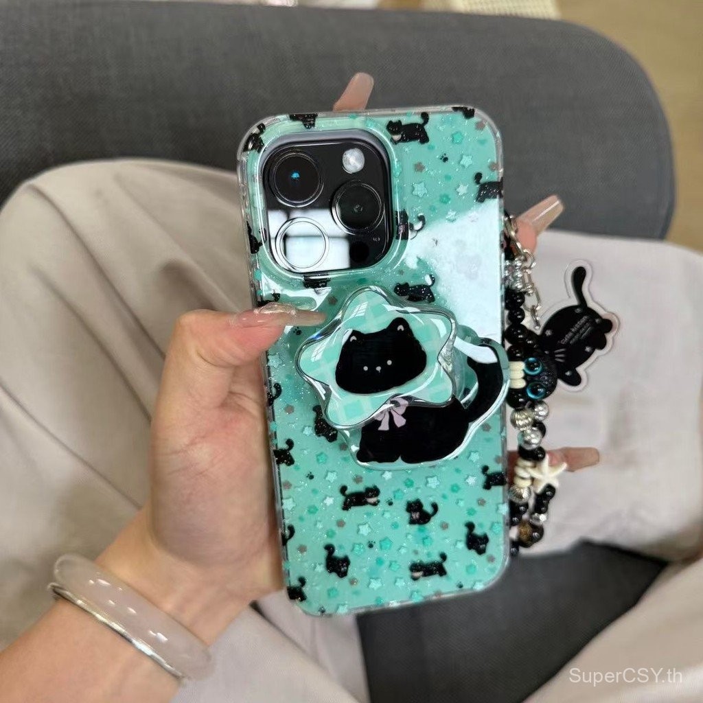 เคสโทรศัพท์ เหมาะสําหรับ iPhone 7 8 X XS XR XSMAX 11 12 13 14 15 16 Pro max Plus Mint Green Star Cat รวมทุกอย่าง Soft Case Shock-Resistant เคสป้องกันเชลล์ 2CDX
