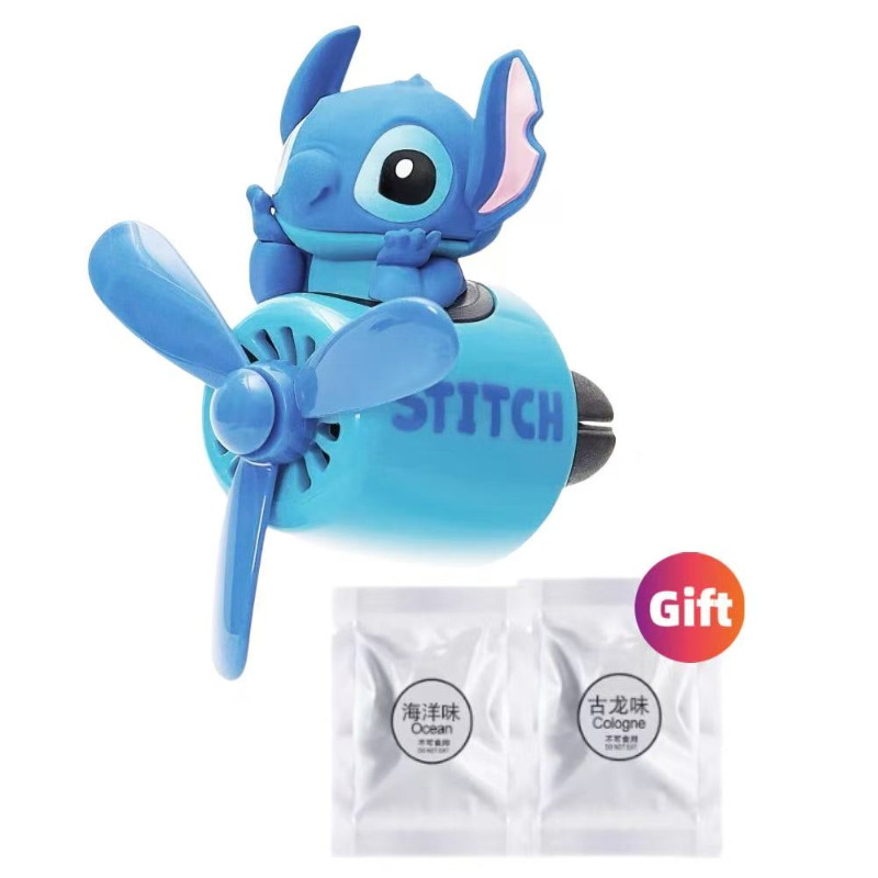Disney Stitch Air Freshener น้ําหอมในรถยนต์ Kawaii ใบพัด Outlet Vent Fresheners น้ําหอมเหมาะสําหรับรถตกแต่งภายใน