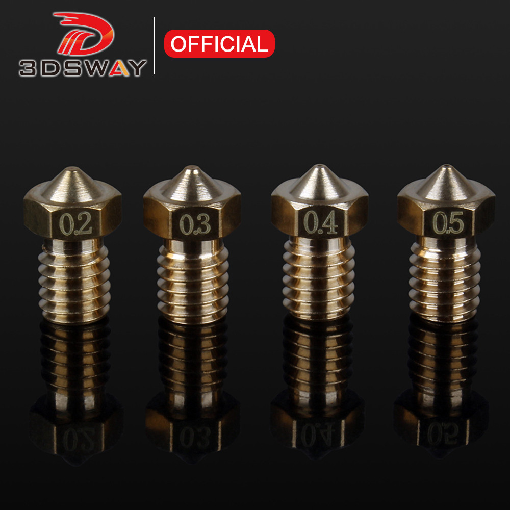 4pcs 3D Printer Parts e3d v5 v6 Hotend Brass Nozzle M6 Thread 0.2/0.3/0.4/0.5mm for 1.75mm filament 