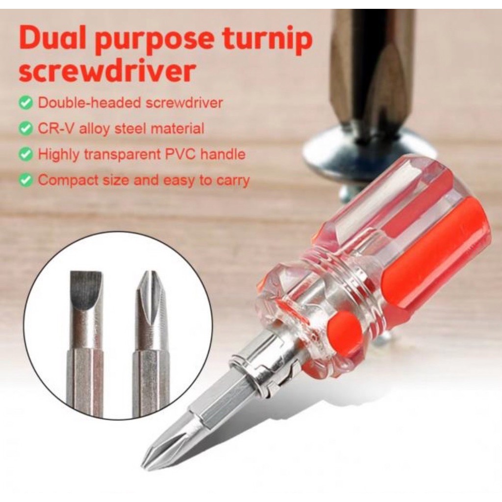 KANTAREEYA ไขควงจิ๋ว 2 หัว ไขควงขนาดเล็กแบบพกพา ไขควงเปลี่ยนหัวได้ ขนาดกระทัดรัด ยาว 8 cm.