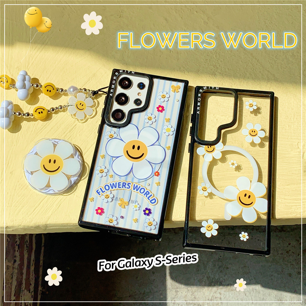 ปลอก Gerbera สําหรับ Samsung Galaxy S25 Edge S24 Ultra S23 FE Creative Magnetic กันกระแทก Hard ฝาหลัง