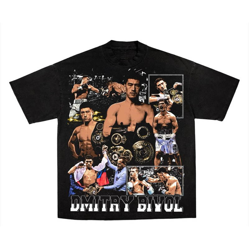 KATUN KAOS BAJU OVERSIZED BOXING DMITRY BIVOL BOXING ผ้าฝ้ายสีดํา COMBED PREMIUM OVERSIZE UNISEX