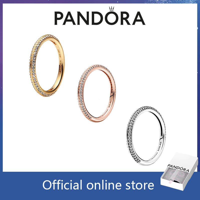 แหวนเงินแท้ 100% Pandora S925 พร้อมชุดแหวน Pandora Me Pavé