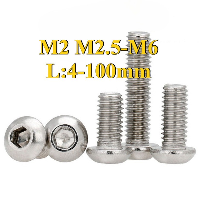 น็อต สกรู หัวจมกลม สแตนเลส 316 เกลียวมิล หยาบ   / Button Head Hexagon Socket Machine Screw M2/M2.5/M