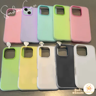 สต๊อกไทย เคสสำหรับไอโฟน12 สีเด่น เคสด้านครอบสองชั้นสีสัน For IPhone13 11 12 14PLUS 6/7/8 15 16Pro PROMAX X XS XR XSMAX