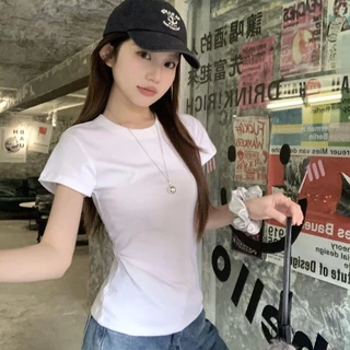 เสื้อยืดผู้หญิง ทรงสลิมฟิต สไตล์สาวฮอตสตรีท ใส่หน้าร้อน ใส่ได้ทุกวัน ระบายอากาศได้ดี ใส่สบาย