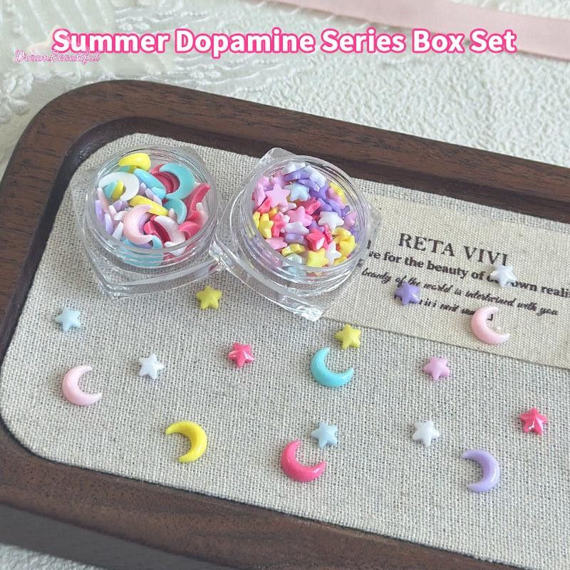 <DBFl-t> 1 กล่อง 3D เรซิ่นดวงจันทร์ดาวเล็บเครื่องมือ Love Heart Bow Charms สําหรับตกแต่งเล็บอุปกรณ์ตกแต่งวัสดุใหม่