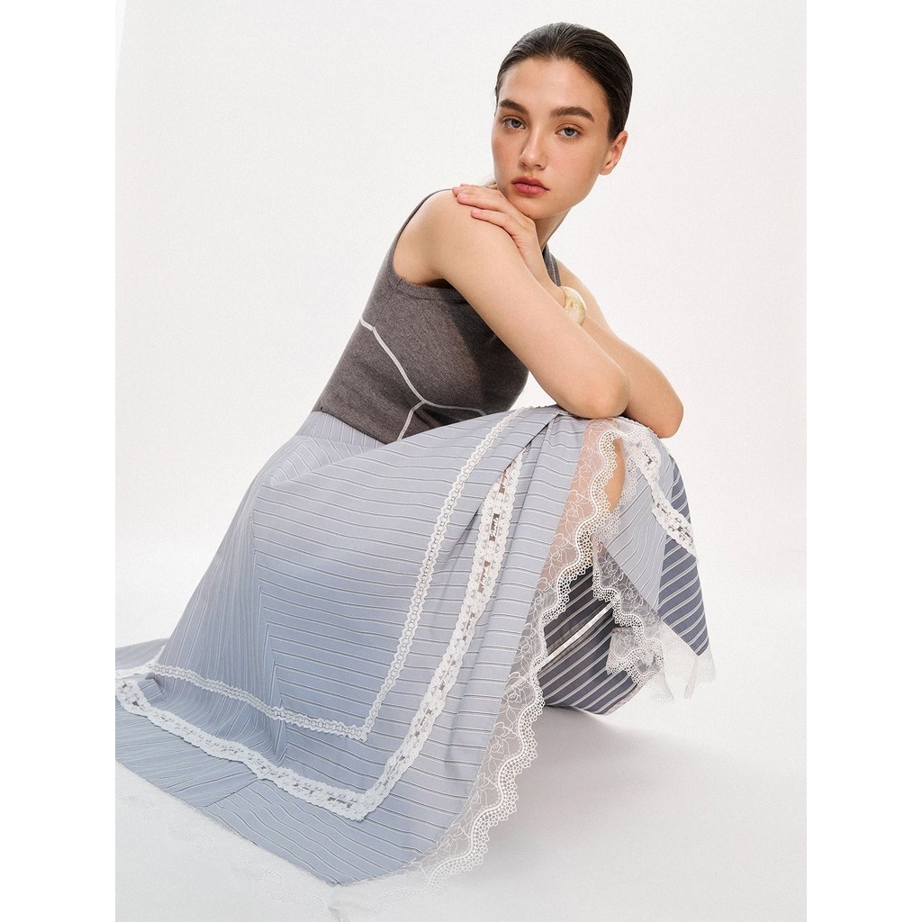 Pomelo. x Janesuda กระโปรงลูกไม้ดีไซน์อสมมาตร / Pomelo. x Janesuda Lace Asymmetric Skirt