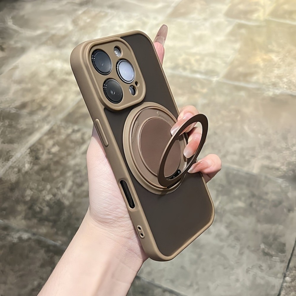 คุณภาพสูง 360° Rotatabl Matte ขาตั้งแม่เหล็กสําหรับiPhone 11 12 13 14 15 16 17 Pro Max Plus 17Air TPU Soft Edgeปลอกกันกระแทกฮาร์ดพีซีปกหลัง