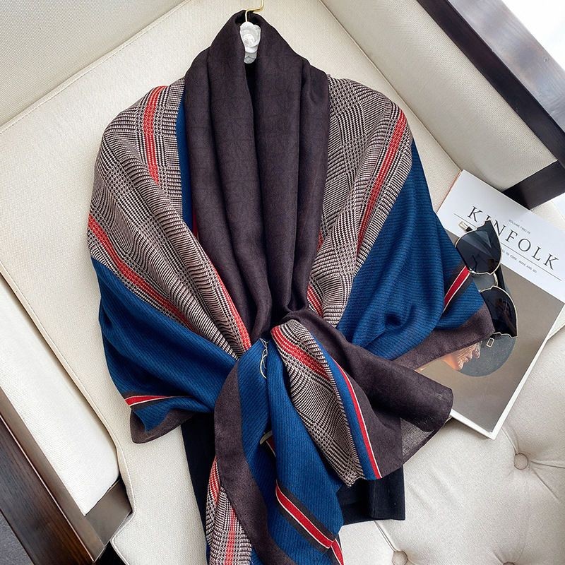 Fgf [2932 คอลเลกชันคน] Cfnbharvest ยี่ห้อผ้าฝ้ายผ้าลินินผ้าพันคอหญิงฤดูหนาวลาย Houndstooth แฟชั่นผ้า