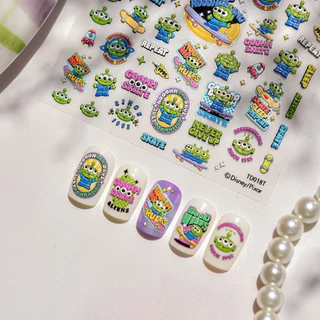 Disney & tomoni Embossed Nails Stickers ins ของแท้แบรนด์ร่วมสไตล์น่ารักสติ๊กเกอร์เครื่องเขียนสร้างสรรค์เด็กชายสามตา