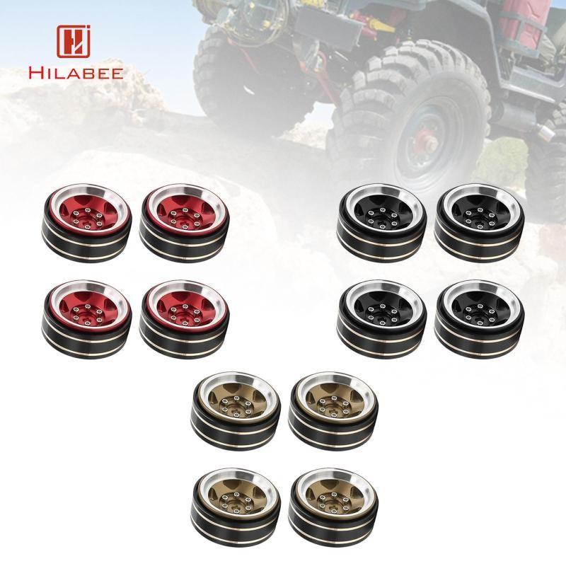 [hilabee] 4 ชิ้น 1.3 นิ้ว Beadlock ดุมล้อเปลี่ยนอุปกรณ์เสริมโลหะเส้นผ่านศูนย์กลางภายนอก